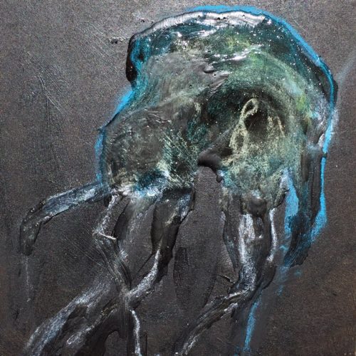 Jellyfish 01, 15x15cm, Acryl, Pastellkreide, 2015