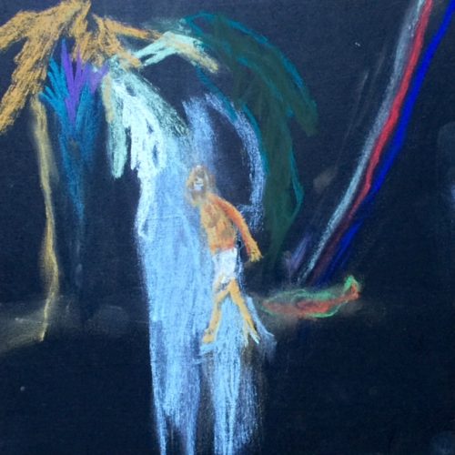 Peter Doig für die Handtasche 01, 15x15cm, Pastellkreide, 2016