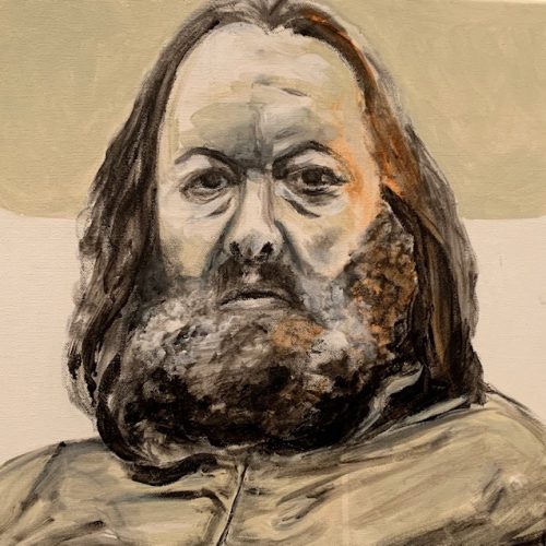 König (Robert Baratheon, GoT), 40x40cm, Acryl, Pastellkreide auf Leinwand, 2019